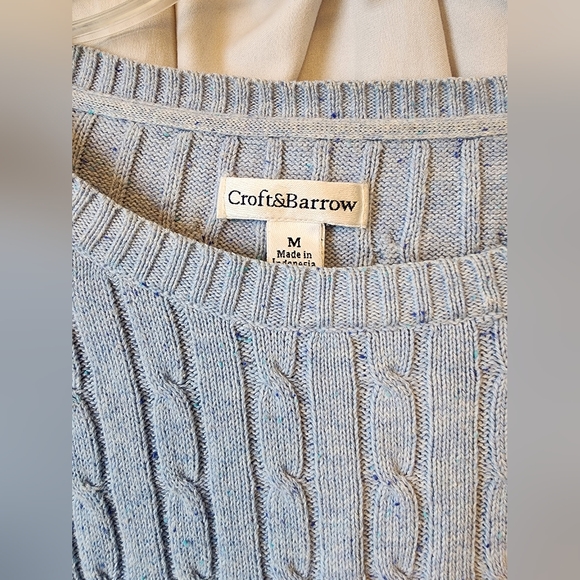 Women's Croft and Barrow Light Blue Cable Knit Sweater Size Medium - Picture 2 of 4